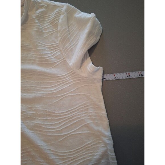Simply Vera Wang Womens Top L White Textured Short Sleeve Minimalist - Picture 5 of 6